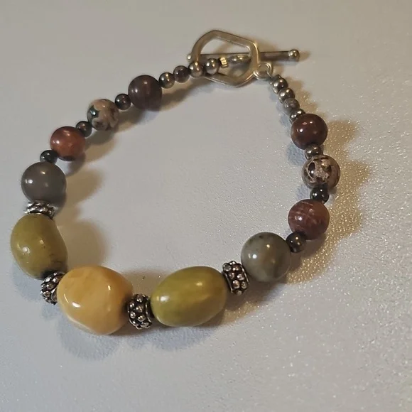 Elegant Multicolor Genuine Multigemstone Beaded Bracelet. - Picture 2 of 7